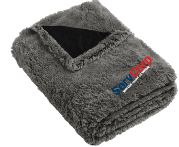 Port Authority Shadow Grey/Deep Black Faux Fur Blanket - BP45