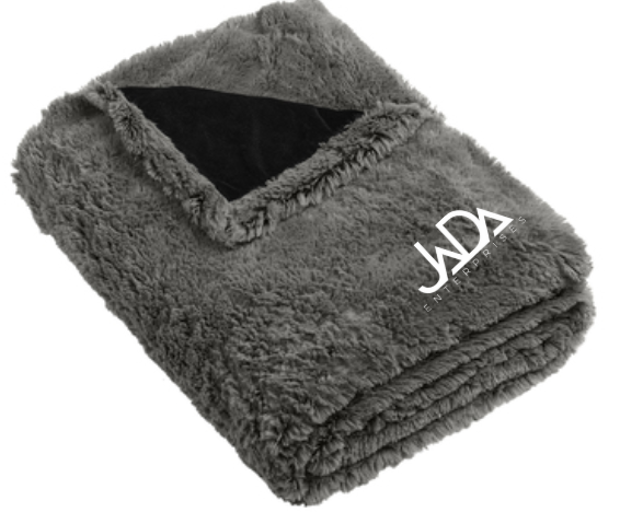 Port Authority Shadow Grey/Deep Black Faux Fur Blanket - BP45