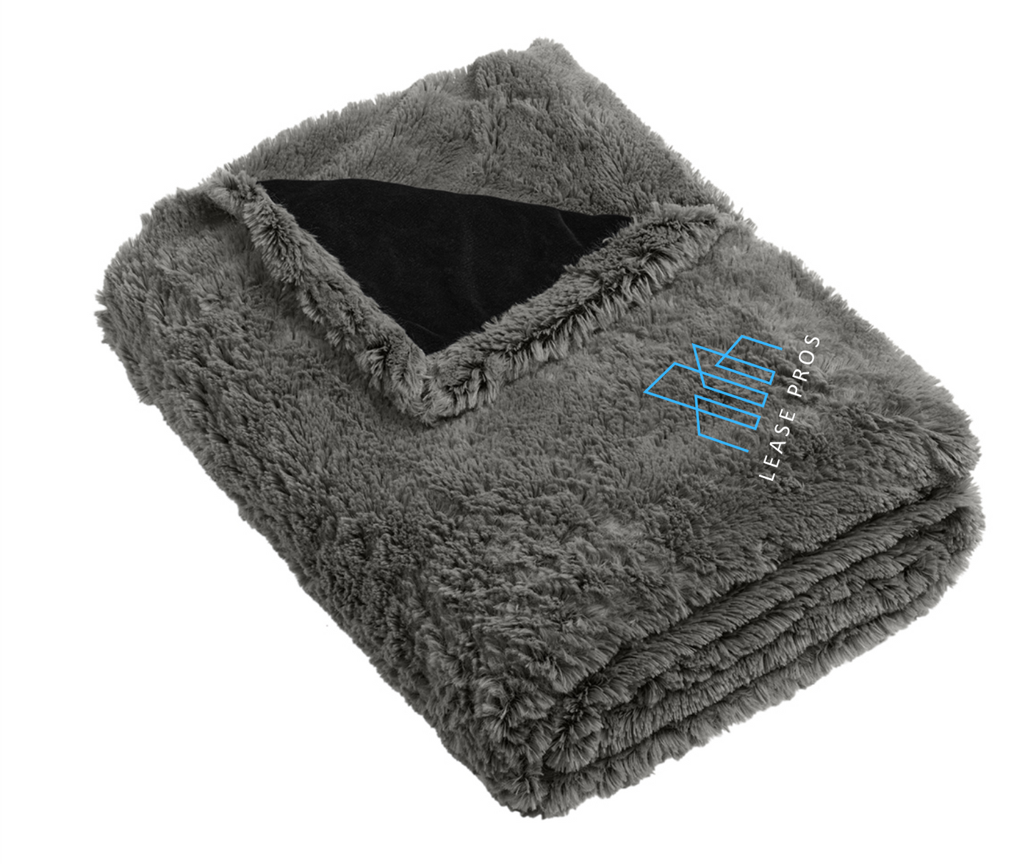 Port Authority Shadow Grey/Deep Black Faux Fur Blanket - BP45