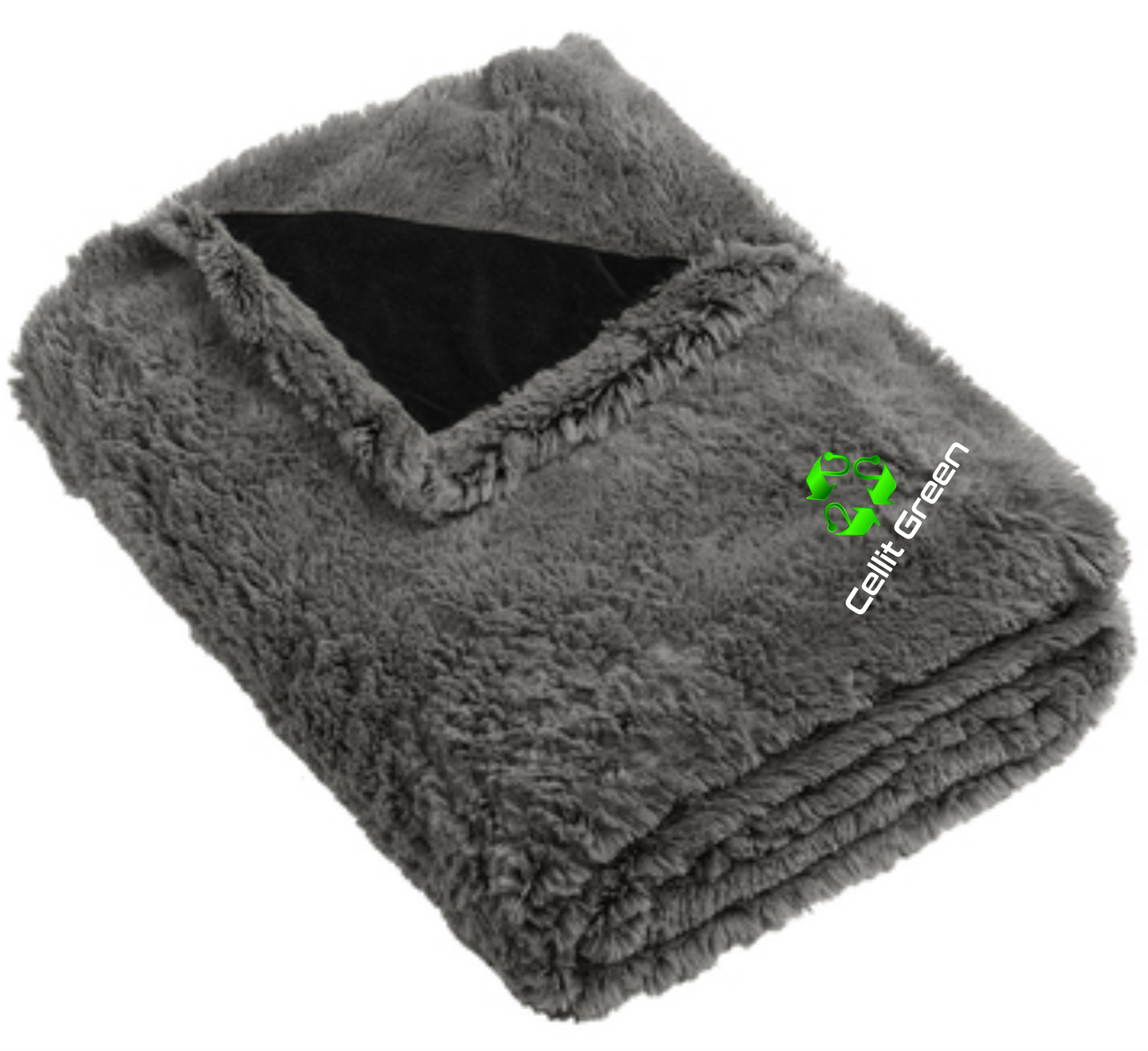 Port Authority Shadow Grey/Deep Black Faux Fur Blanket - BP45