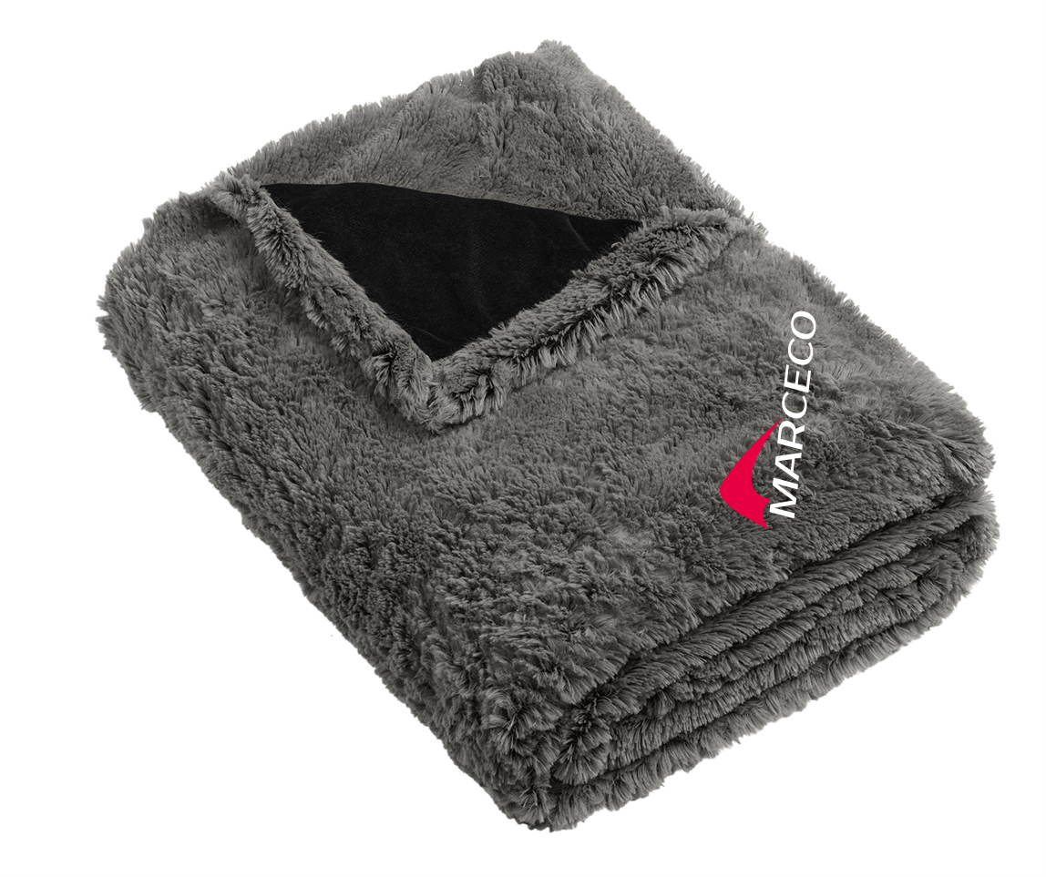 Port Authority Shadow Grey/Deep Black Faux Fur Blanket - BP45