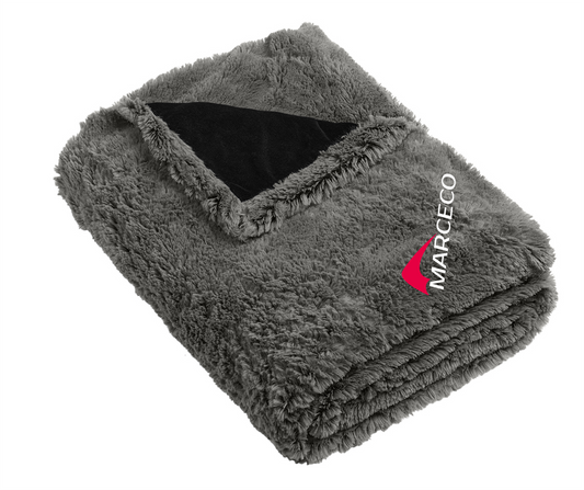 Port Authority Shadow Grey/Deep Black Faux Fur Blanket - BP45